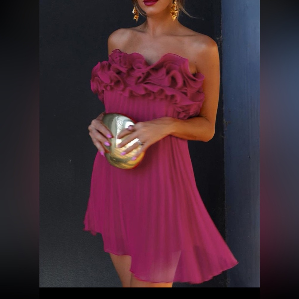 Tube pleat short dress